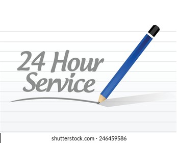 24 hour service message illustration design over a white background