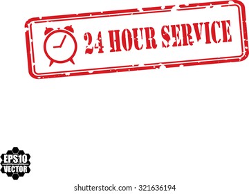 24 Hour Service Red Grunge Rubber Stamp Concept On White Background. Vector illustration.