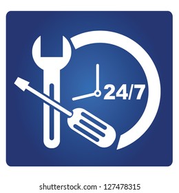 24 Hour Service Sign, Vector