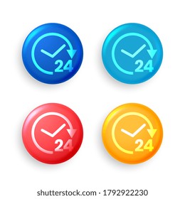 24 hour service symbols or buttons in four colors