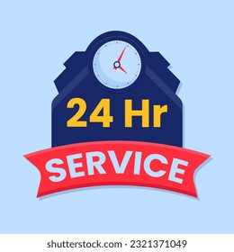 24 hour service vector design with watch icon