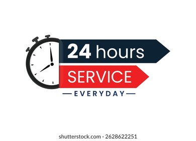 Ilustración vectorial de diseño de Vector de servicio 24 horas 
