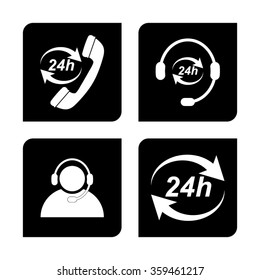 24 hour service  vector icon; set