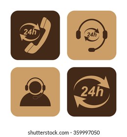 24 hour service  vector icon; set