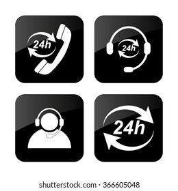 24 hour  service vector icon; set