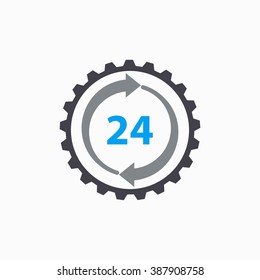 24 hour service   vector icon. Illustration isolated on white  background for graphic and web design.