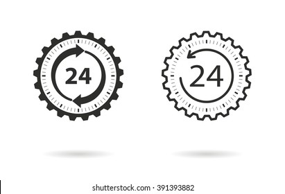 24 hour service   vector icon. Black  illustration isolated on white  background for graphic and web design.