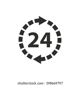 24 hour service   vector icon. Black  illustration isolated on white  background for graphic and web design.