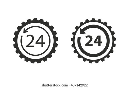 24 hour service   vector icon. Black  illustration isolated on white  background for graphic and web design.