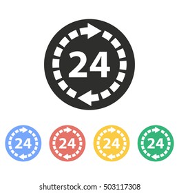 24 hour service vector icon. Illustration isolated on white background for graphic and web design.