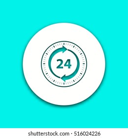 24 hour service vector icon with shadow. Illustration isolated for graphic and web design.