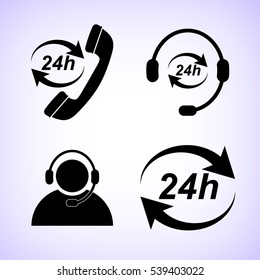 24 hour  service vector icon; set