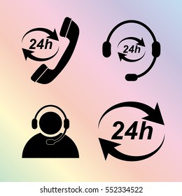 24 hour service vector  icon; set