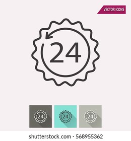 24 hour service vector icon. Illustration isolated for graphic and web design.