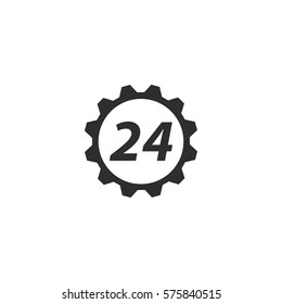 24 hour service vector icon. Black illustration isolated on white background for graphic and web design.