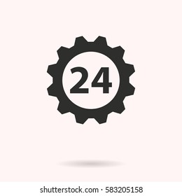 24 hour service vector icon. Black illustration isolated on white background for graphic and web design.