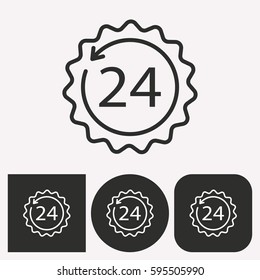 24 hour service vector icon. Illustration isolated for graphic and web design.