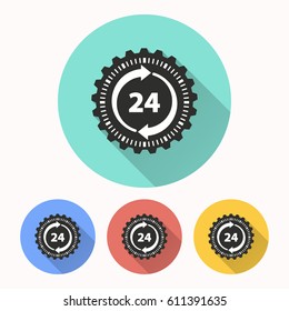 24 hour service vector icon. Illustration isolated for graphic and web design.