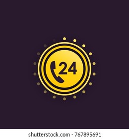24 hour service vector icon