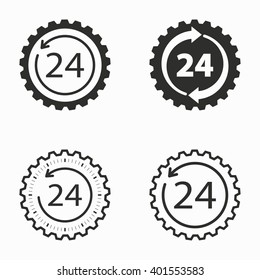 24 hour service    vector icons set. Black  illustration isolated on white  background for graphic and web design.