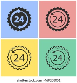 24 hour service vector icons set. Illustration isolated for graphic and web design.