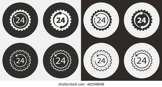 24 hour service vector icons set. Illustration isolated for graphic and web design.