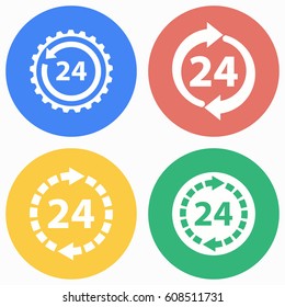24 hour service vector icons set. Illustration isolated for graphic and web design.