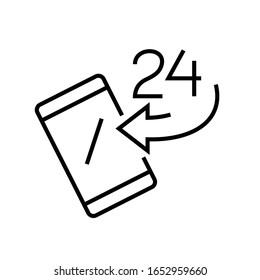24 hour services line icon, concept sign, outline vector illustration, linear symbol.