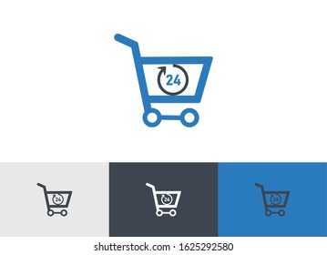 24 hour shopping glyph vector icon - ui icon vector