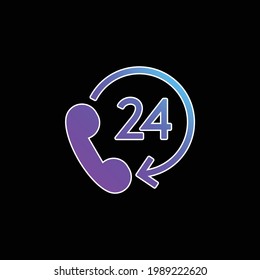 24 Hour Support blue gradient vector icon