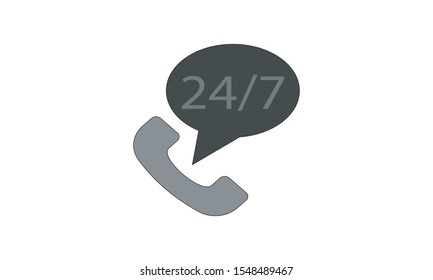 24 hour support call center icon. Steady available services. Twenty four hour everyday. Can use for service advertising.