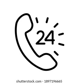 24 hour support call center icon. Steady available services. Twenty four hour everyday. Can use for service advertising. 24 7 icon. open 24 hours a day and 7 days a week icons 24 on 7