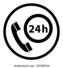 24 hour support icon in circle on white background