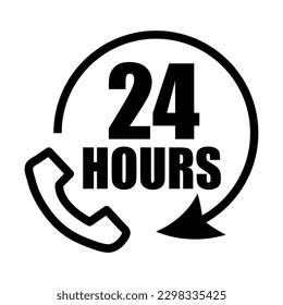 24 hour support icon. emergency call, help center. customer service icon on white background 1.eps