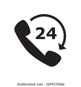 24-Stunden-Support-Symbol Flaches Design. Call Center, Kundenservice, Notruf, Help Center. Grafik der Vektorillustration. Geeignet für Website-Design, Logo, App, Vorlage und i. EPS10.