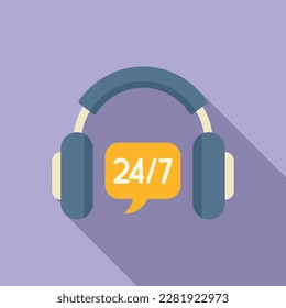 24 hour support icon flat vector. Office service. Customer help