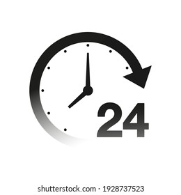 24 hour support icon illustration isolated on white. Customer service concept.