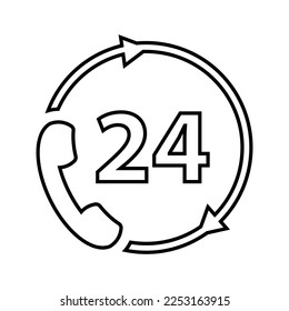 24 Hour Support Icon In Line Style