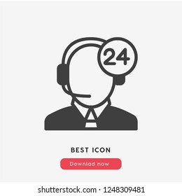 24 hour support icon vector. 24 hour service symbol.