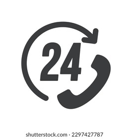 24 Hour Support Isolated Vector Icon