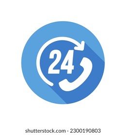24 Hour Support Isolated Vector Icon
