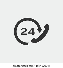 24 hour support vector icon illustration sign