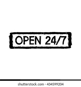 24 hour Symbol 24/7 stamp Illustration design