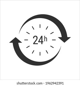 24 hour symbol with transparent background.