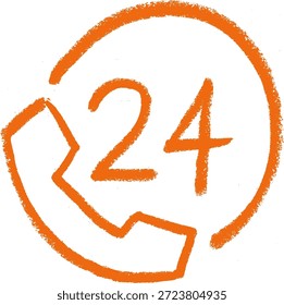 24 Hour Telephone Customer Support Related Icon Crayon Chalk Drawing Vector