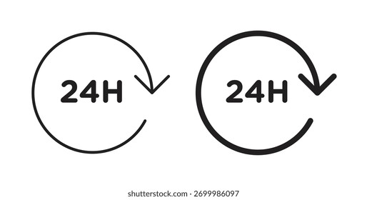 24 Hour time icon concept. Logo symbol for web and mobile. Pixel Perfect.