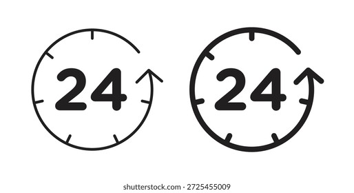 Conjunto de conceito de ícone de 24 horas. Coleção de ícones simples