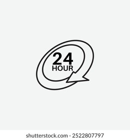 24 Hour time icon isolated on white background