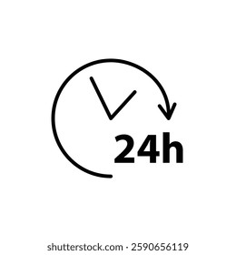 24 Hour time icon logo sign set vector outline