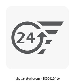 24 hour time icon on white.